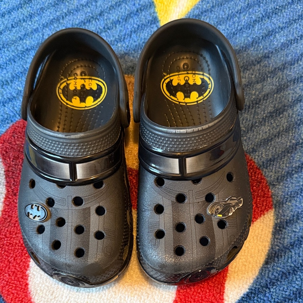Kids Black Batman Clogs